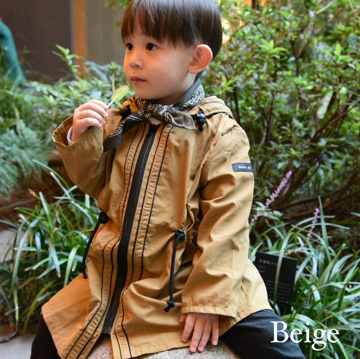 撥水HOODCOAT Beige/ Navy
