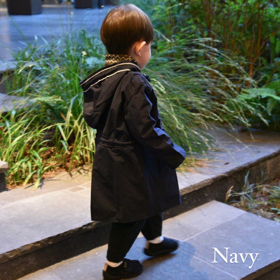 撥水HOODCOAT Beige/ Navy
